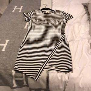 Striped asymmetrical dress